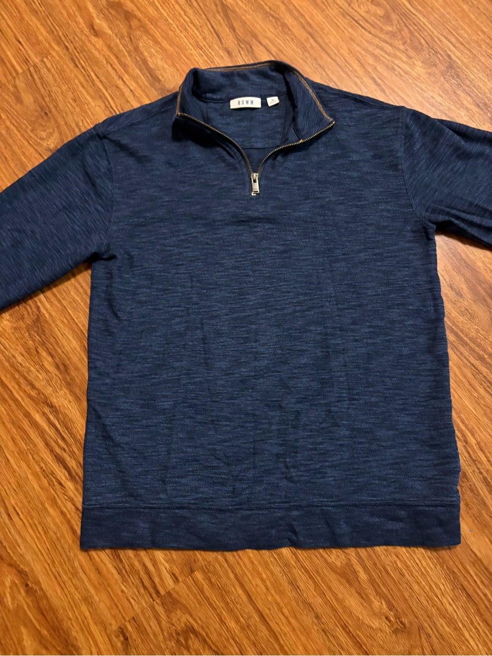 ROWM Men’s Heathered Blue Mock Neck Quarter-Zip Knit Pullover Sweater Size M